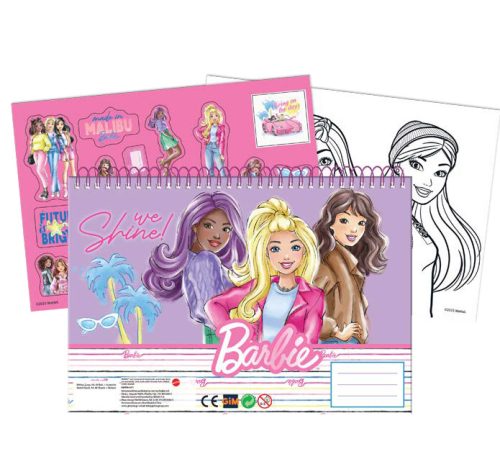 Barbie Paints A/4 Spiral-Skizzenbuch mit 40 Seiten und Aufklebern