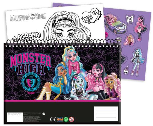 Monster High Crew A/4 Spiral-Skizzenbuch mit 40 Seiten und Aufklebern