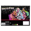 Monster High Crew A/4 Spiral-Skizzenbuch mit 40 Seiten und Aufklebern