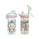 Disney Marie Little Lady Kunststoffflasche mit Strohhalm und Clip 450 ml