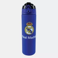   Real Madrid Blue matte Kunststoff-Trinkflasche mit Strohhalm 700 ml