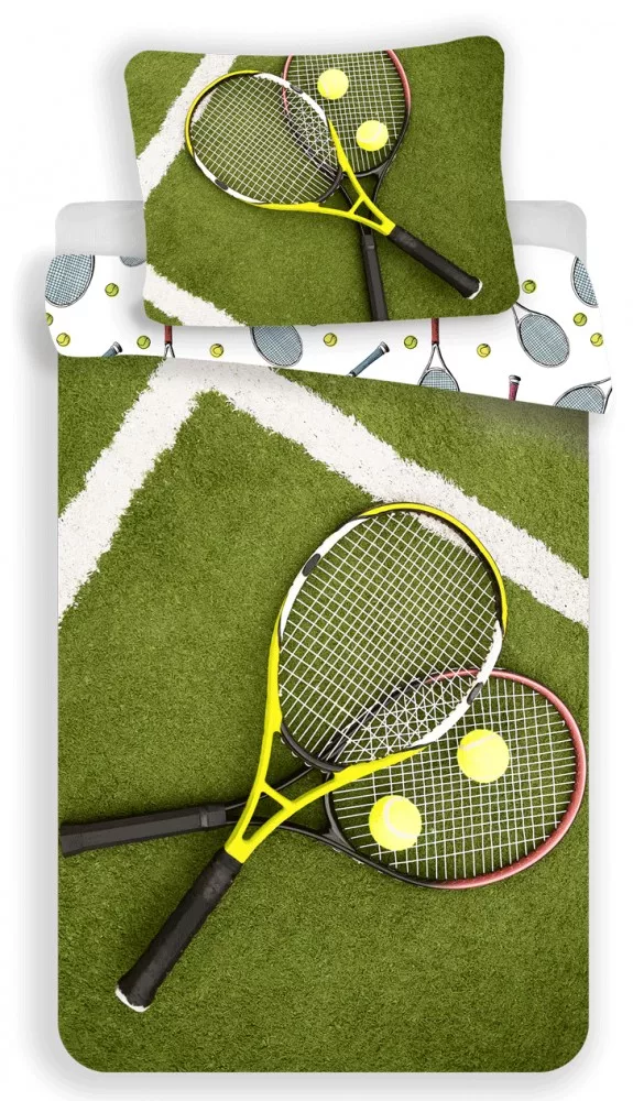 Buntes Sport-Bettlaken-Set 4-teilig – Basketball, Fußball, Tennis & Baseball Design