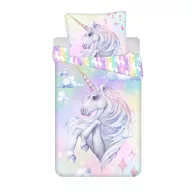 Einhorn Pastel Rainbow Bettwäsche-Set 140×200cm, 70×90 cm