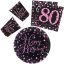 Geburtstag Pink Happy Birthday 80 Party-Set mit 32 Teilen und 23 cm Tellern