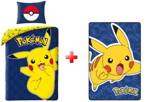 Pokémon Joyful Pikachu Bettwäsche und Polar-Decke Set