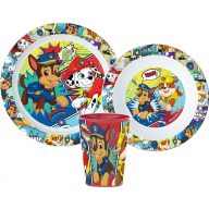   Paw Patrol Comic Geschirrset, Mikrowellenkunststoff-Set, Becher 260 ml