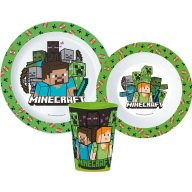   Minecraft Pixelcraft Essgeschirr, Mikrokunststoff Set, mit Becher 260 ml
