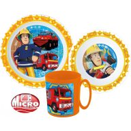   Feuerwehrmann Sam Rescue Mission Essgeschirr, Micro-Plastik-Set mit 350 ml Becher