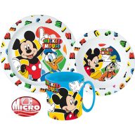   Disney Mickey Cool Summer Geschirrset, Mikrokunststoff-Set mit Becher 350 ml