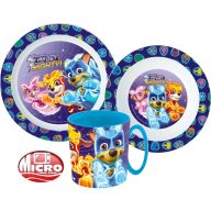   Paw Patrol Mighty Pups Geschirrset, Mikro-Plastik-Set mit Becher 350 ml