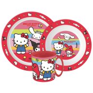   Hello Kitty And Friends Geschirrset, Mikroplastik-Set mit Becher 390 ml
