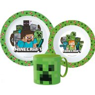   Minecraft Pixelcraft Essgeschirr, Mikrokunststoff-Set mit Becher 265 ml