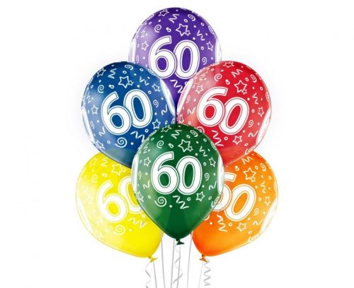 Colorful Happy Birthday 60 Ballon, Luftballon 6 Stück 12 inch (30cm)
