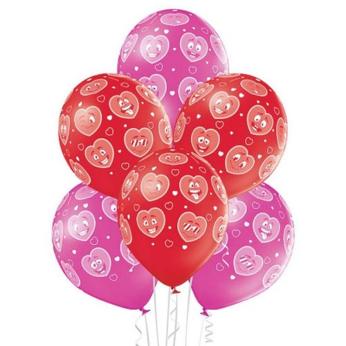 Heart Smileys, Herz Ballon, Luftballon 6 Stück 12 Zoll (30 cm)