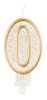 Nummer Gold Goldene Glitzer-Zahl 0 Kerze, Tortekerze