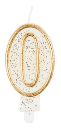Nummer Gold Goldene Glitzer-Zahl 0 Kerze, Tortekerze