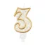 Nummer Gold Goldene Glitzerziffer 3 Kerze, Tortenkerze