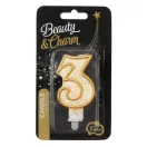 Nummer Gold Goldene Glitzerziffer 3 Kerze, Tortenkerze