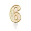 Nummer Gold Goldene Glitzerzahl 6 Kerze, Tortenkerze