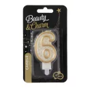 Nummer Gold Goldene Glitzerzahl 6 Kerze, Tortenkerze