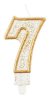 Nummer Gold Goldene Glitzer-Ziffer-Kerze 7, Tortenkerze