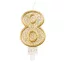 Nummer Gold Goldene Glitzerziffernkerze 8, Tortenkerze