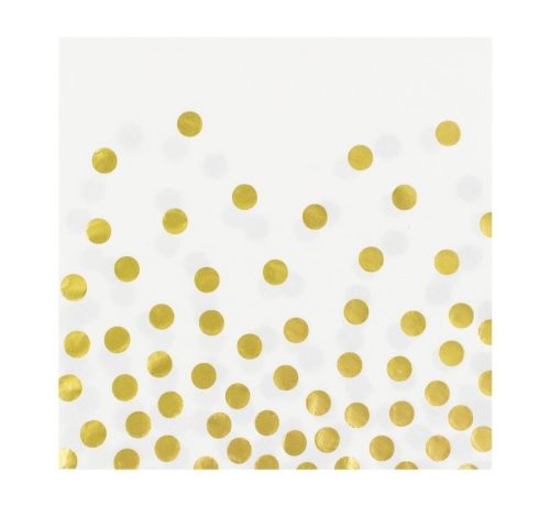 Gold Dots White, Gepunktet Serviette 12 Stück 33x33 cm