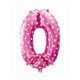Pink mit Hearts, Rosa Nummer 0 Folienballon 61 cm