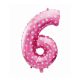 Pink mit Hearts, Rosa Nummer 6 Folienballon 61 cm