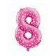 Pink mit Hearts, Rosa Nummer 8 Folienballon 61 cm