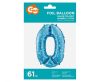Nummer Blue with Stars Blaue Nummer 0 Folienballon 61 cm