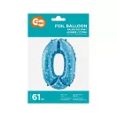 Nummer Blue with Stars Blaue Nummer 0 Folienballon 61 cm