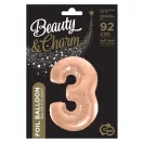 Nummer Rose Gold Folienballon Zahl 3, 92 cm