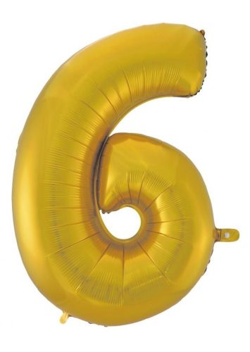 Gold 6 Gold Mat Nummer Folienballon 92 cm