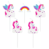 Einhorn Rainbow  Geburtstagskerze, Kerzenset 5 Stk