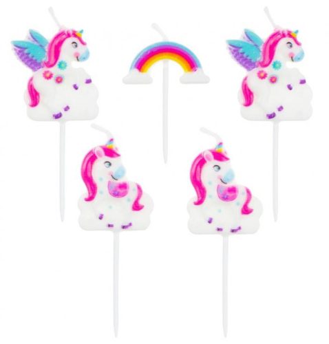 Einhorn Rainbow  Geburtstagskerze, Kerzenset 5 Stk
