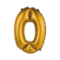 Nummer Gold Matt Gold 0 Mini-Zahl Folienballon 35 cm