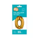 Nummer Gold Matt Gold 0 Mini-Zahl Folienballon 35 cm
