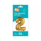 Nummer Gold Matt Goldene Nummer 2 Mini-Folienballon 35 cm