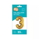 Nummer Gold Matt Goldene Nummer 3 Mini-Folienballon 35 cm