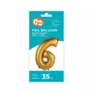 Nummer Gold Matt Goldene 6 Mini Zahlen Folienballon 35 cm