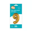 Nummer Gold Matt Goldene 9 Mini-Zahl Folienballon 35 cm