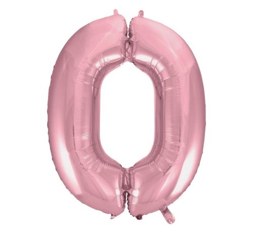 Nummer Light Pink, Rosa Folienballon Zahl 0 - 92 cm