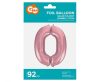 Nummer Light Pink, Rosa Folienballon Zahl 0 - 92 cm