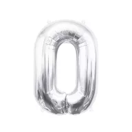 Nummer Silber, Silber Zahl 0 Folienballon 85 cm