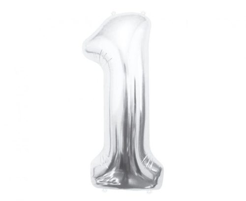 Nummer Silber, Nummer 1 Folienballon 85 cm