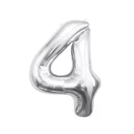 Nummer Silber, Silber Zahl 4 Folienballon 85 cm