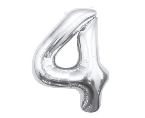 silver, silber Nummer 4 Folienballon 85 cm