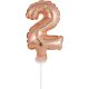 Nummer Rose Gold Nr. 2 Folienballon für Torte 13 cm