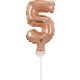 Rose Gold Nummer 5 Luftballon aus Folie für Kuchen 13 cm